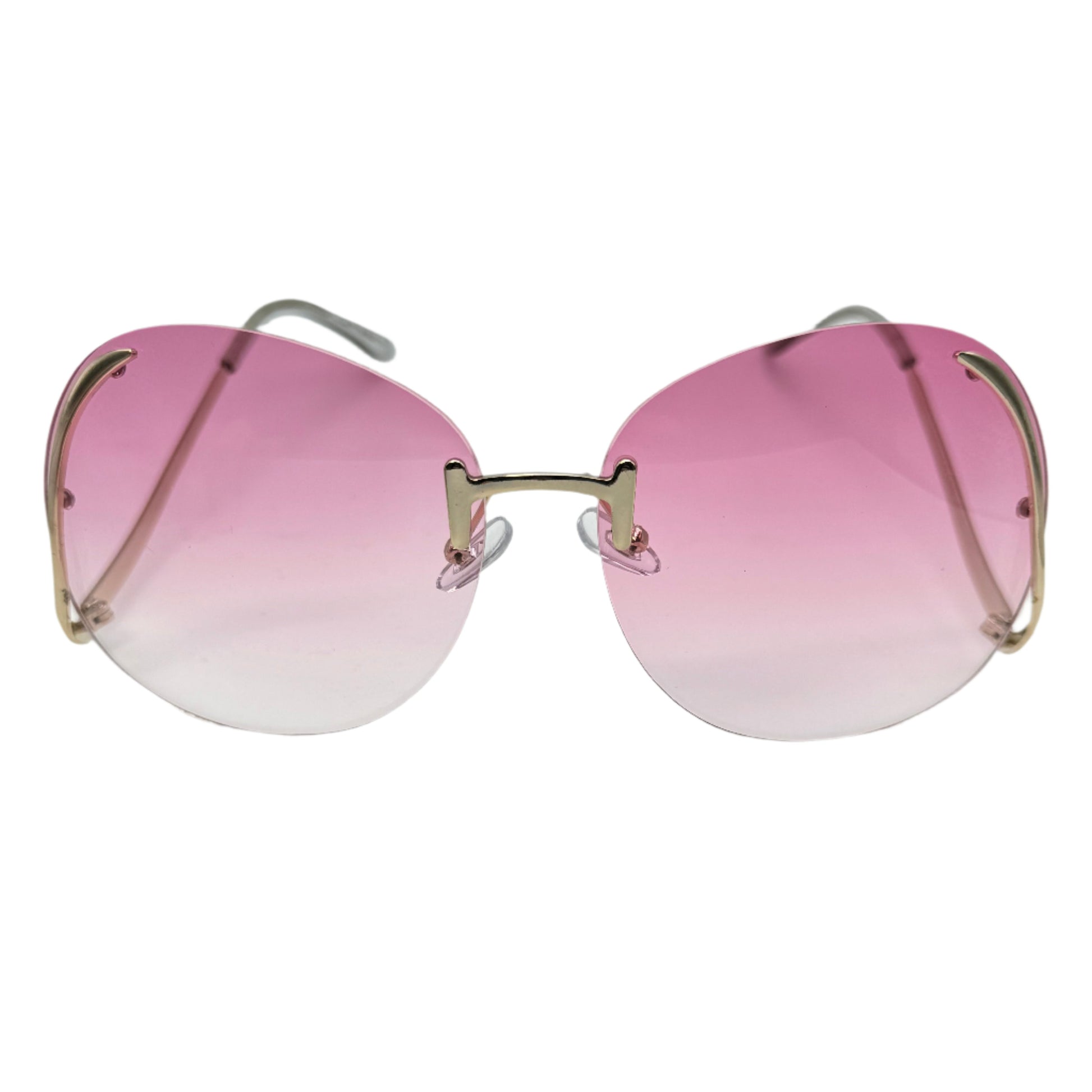 Pink Rimless Butterfly Lens Sunglasses