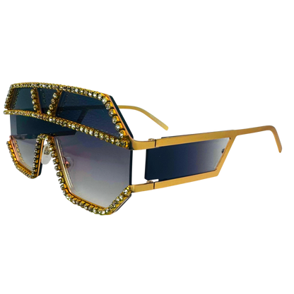 5000 | The Reign - Oversize Shield Sunglasses with Rhinestone Accents