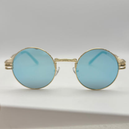 6146 | Round Steampunk Sunglasses with Spring Accents