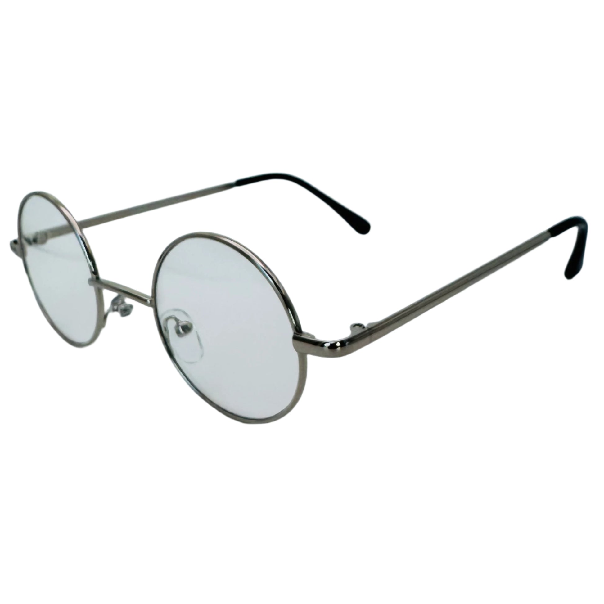 Silver Clear Lens Non-Prescription Circle Glasses