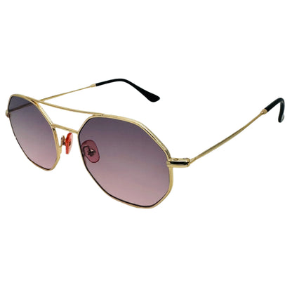 Black Two Tone Hexagon Sunglasses