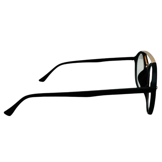 Black/Gold Round Clear Lens Nerd Glasses - Non Prescription