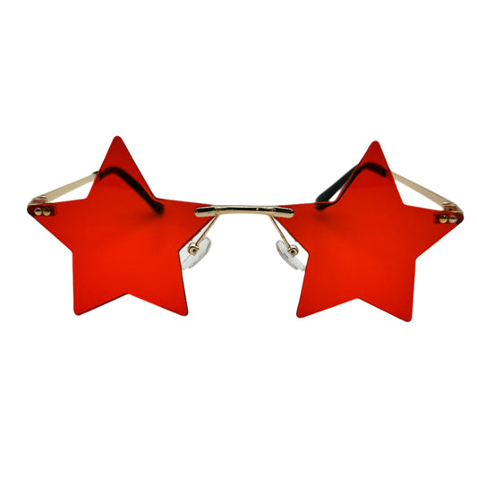Red Rimless Start Sunglasses