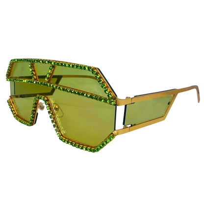 5000 | The Reign - Oversize Shield Sunglasses with Rhinestone Accents