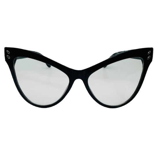 Large Black Clear Lens Cateye Glasses - Non Prescription