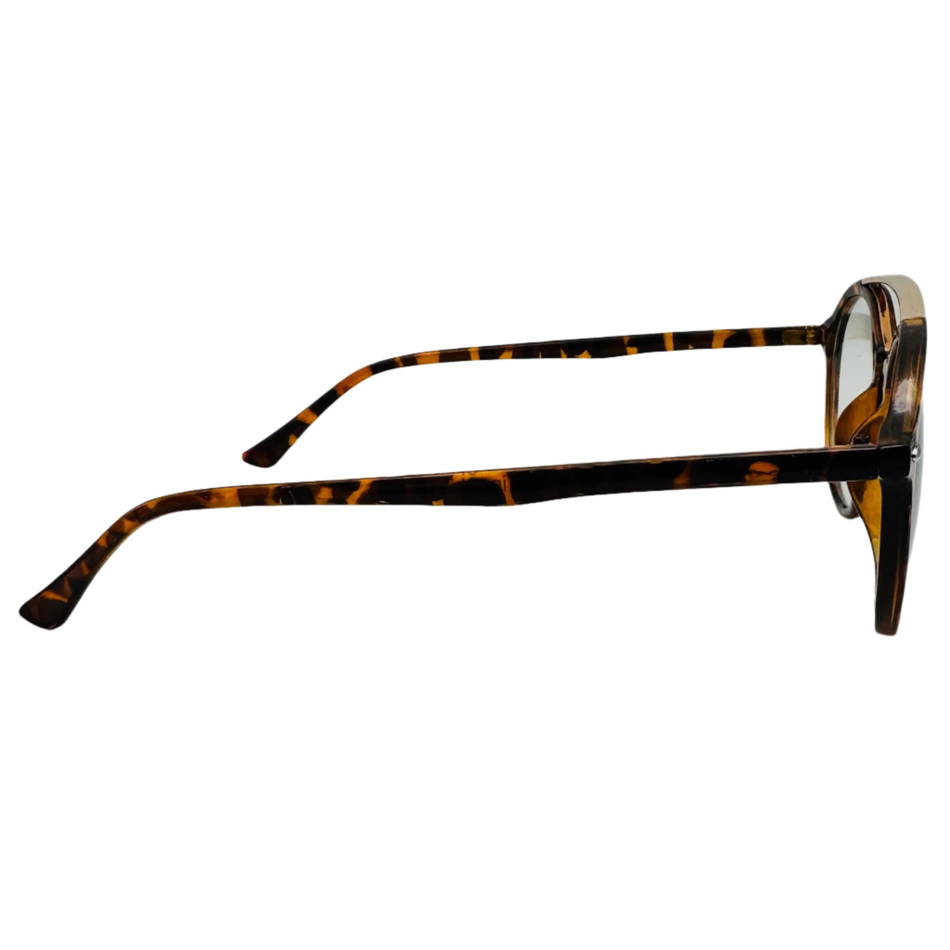 Tortoise/Gold Round Clear Lens Nerd Glasses - Non Prescription
