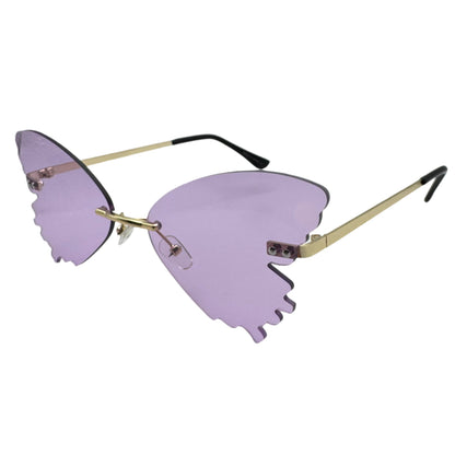 Purple Butterfly Wing Rimless Sunglasses
