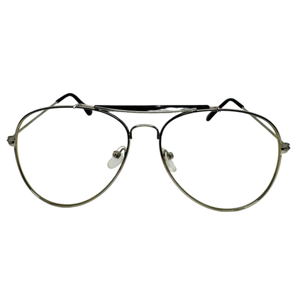 Silver Aviator Clear Lens Glasses - Non Prescription 