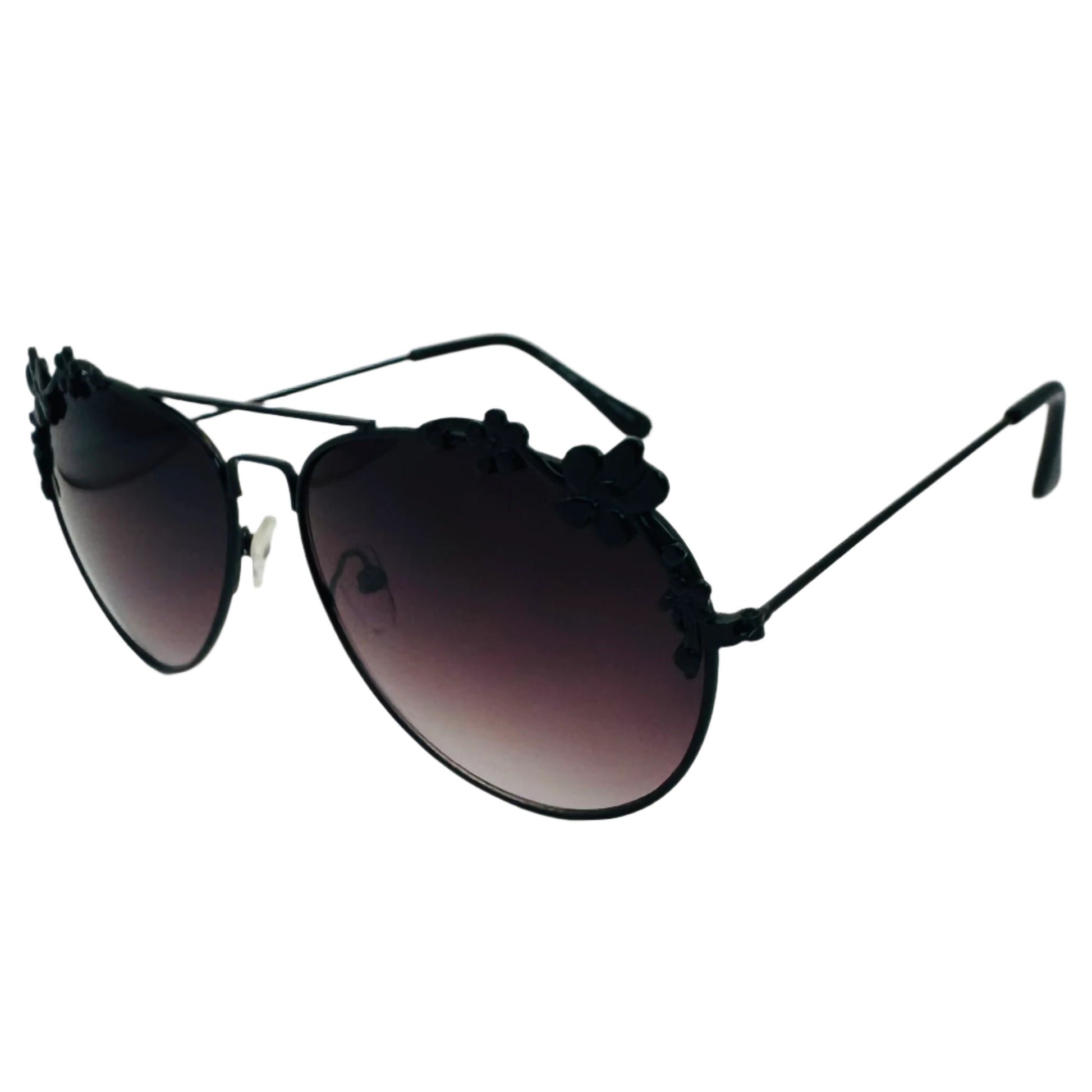 Black Floral Aviator Sunglasses