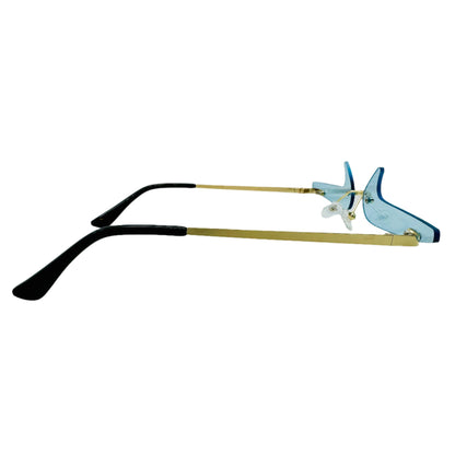 (C) 6170 | Backward Checkmark Novelty Rimless Sunglasses