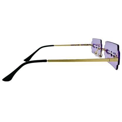 Purple Rimless Lens Razor Novelty Sunglasses