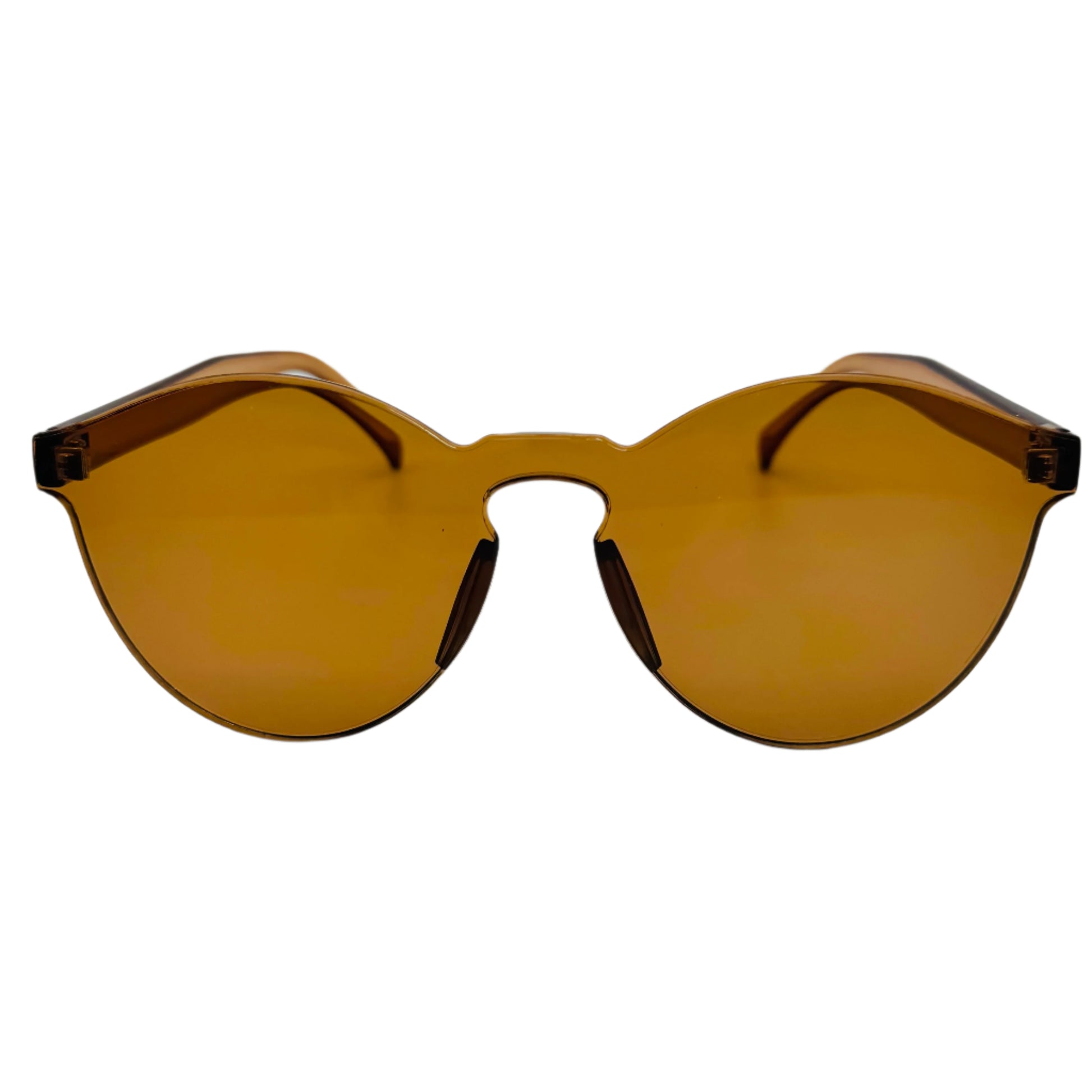 Brown Rimless Round Acrylic Sunglasses