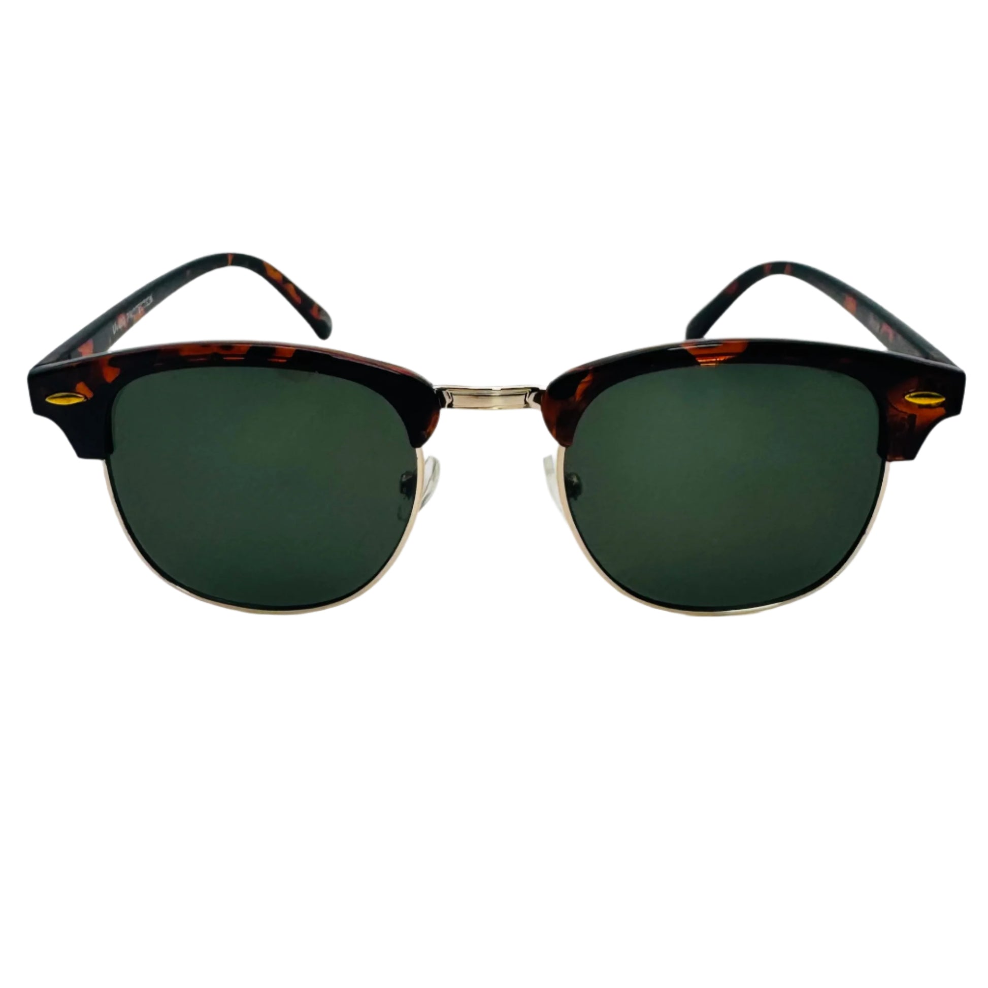 Tortoise/Green Browline Semi-Rimles Sunglasses