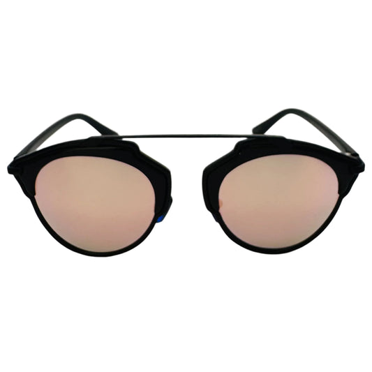 Rose Gold Mirror Round Sunglasses with Brow Bar