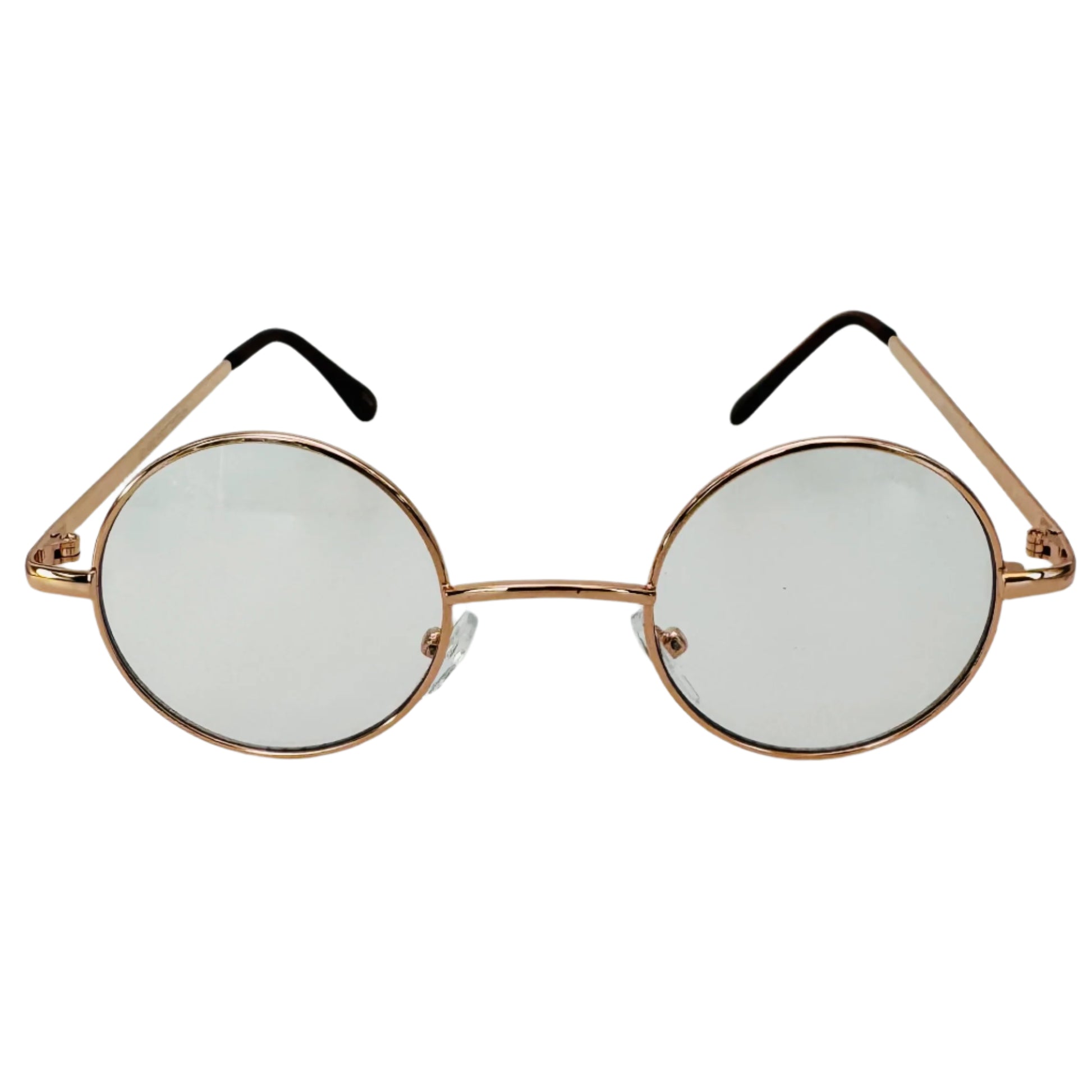 Gold Clear Lens Non-Prescription Circle Glasses
