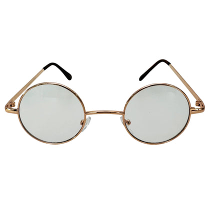 Gold Clear Lens Non-Prescription Circle Glasses