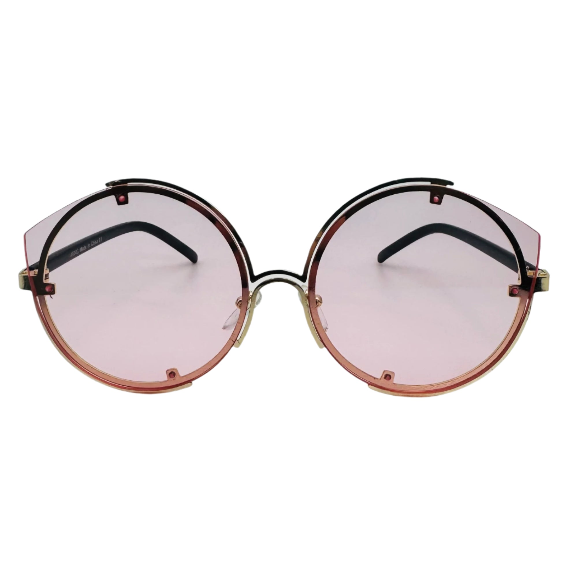 Pink Rimless Luxe Circle Sunglasses