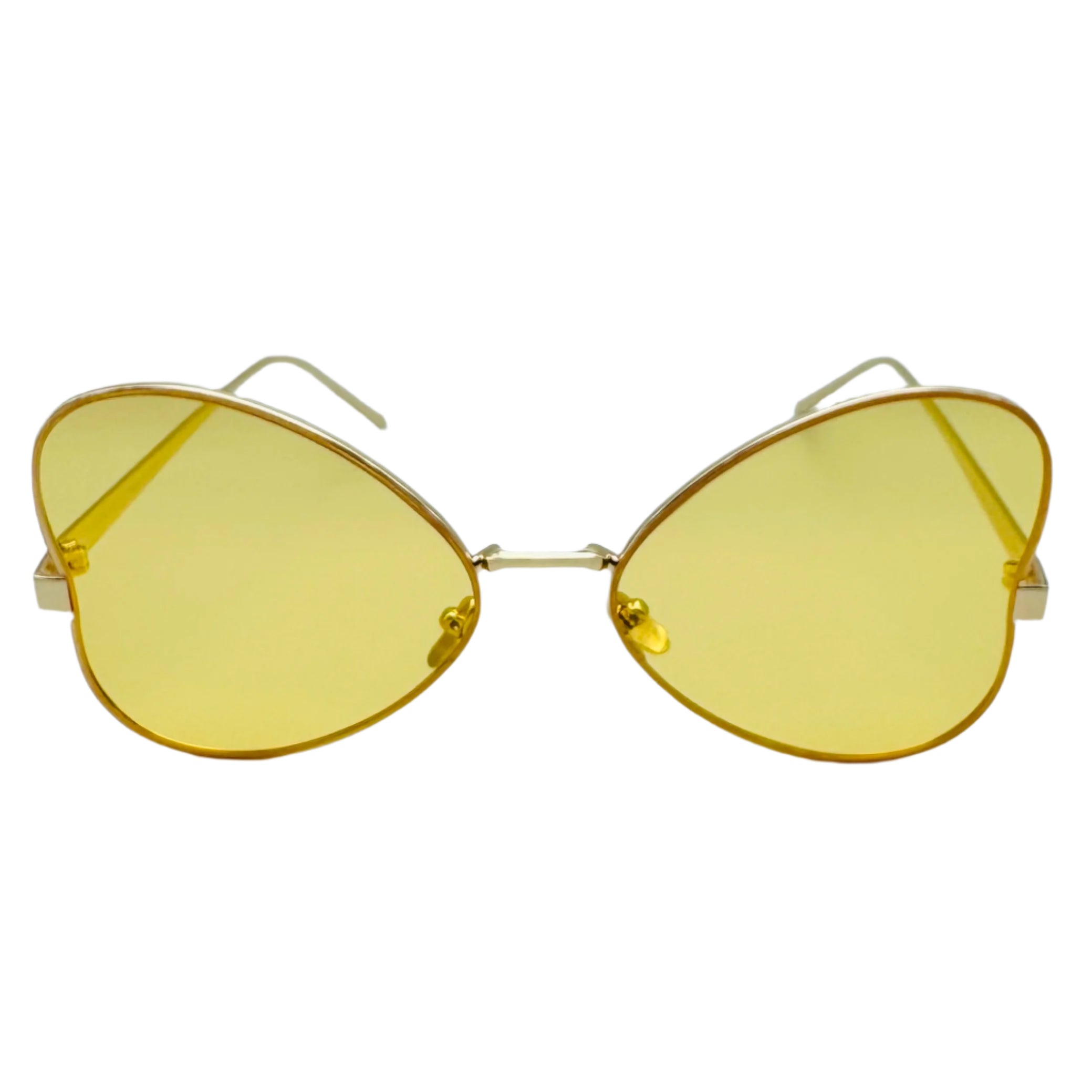 Black sunglasses with colorful embellishments on a white background