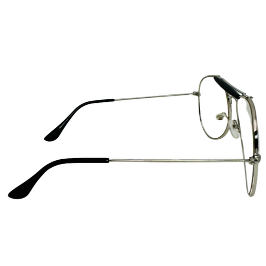 Silver Aviator Clear Lens Glasses - Non Prescription 