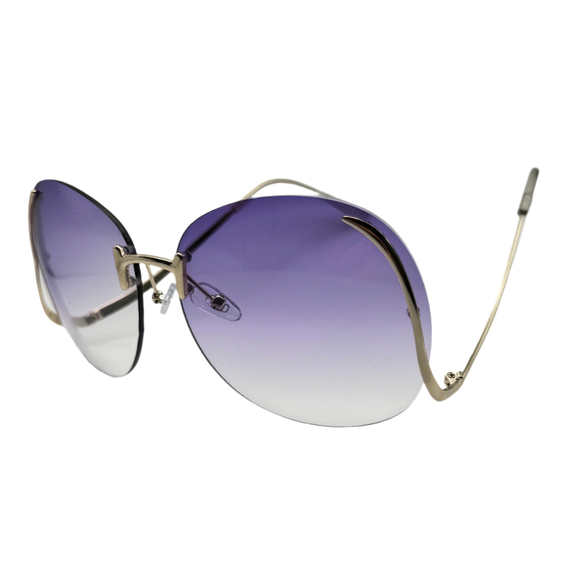 Purple RImless Butterfly Lens Sunglasses