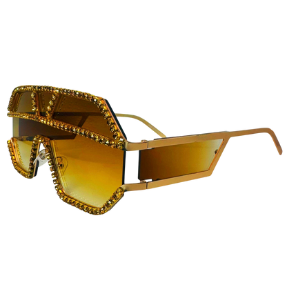 5000 | The Reign - Oversize Shield Sunglasses with Rhinestone Accents