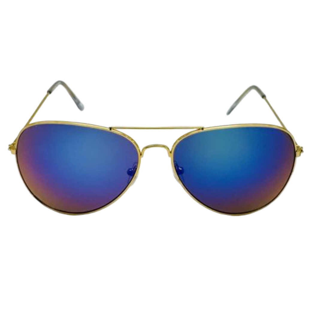 Blue Mirror Lens Aviator Sunglasses