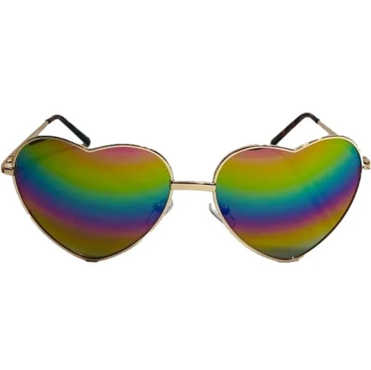 Gold Rainbow Lens Heart Sunglasses