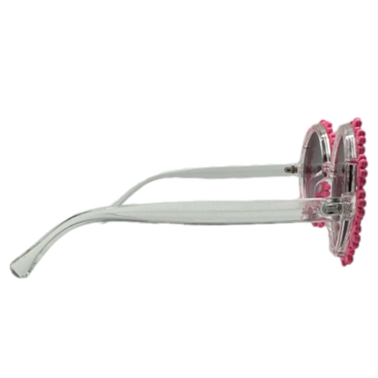 Round Hot Pink Flower Sunglasses