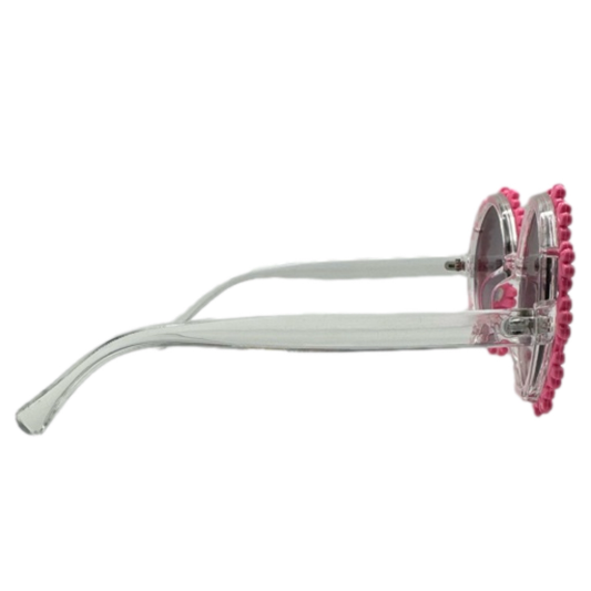 Round Hot Pink Flower Sunglasses