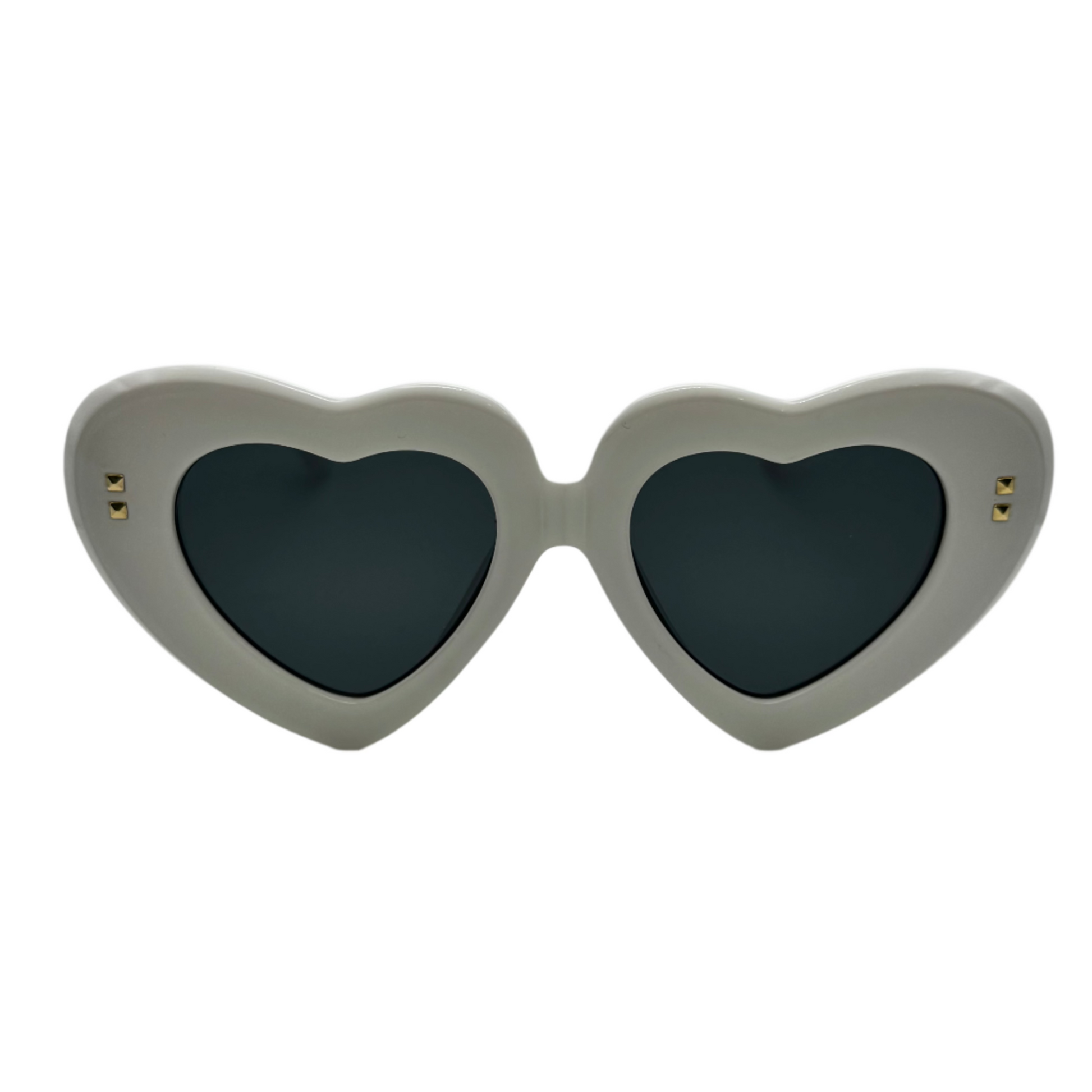 White Thick Frame Novelty Heart Sunglasses