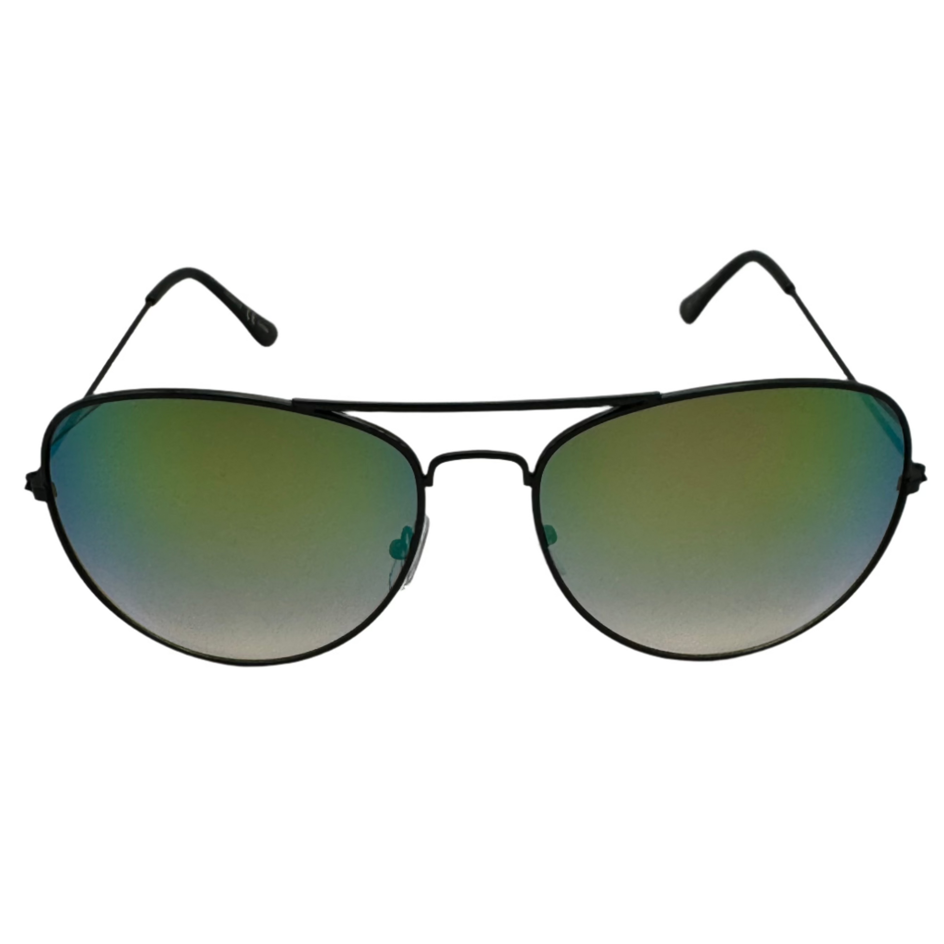 Black/Green Mirror Oversize Aviator Sunglasses