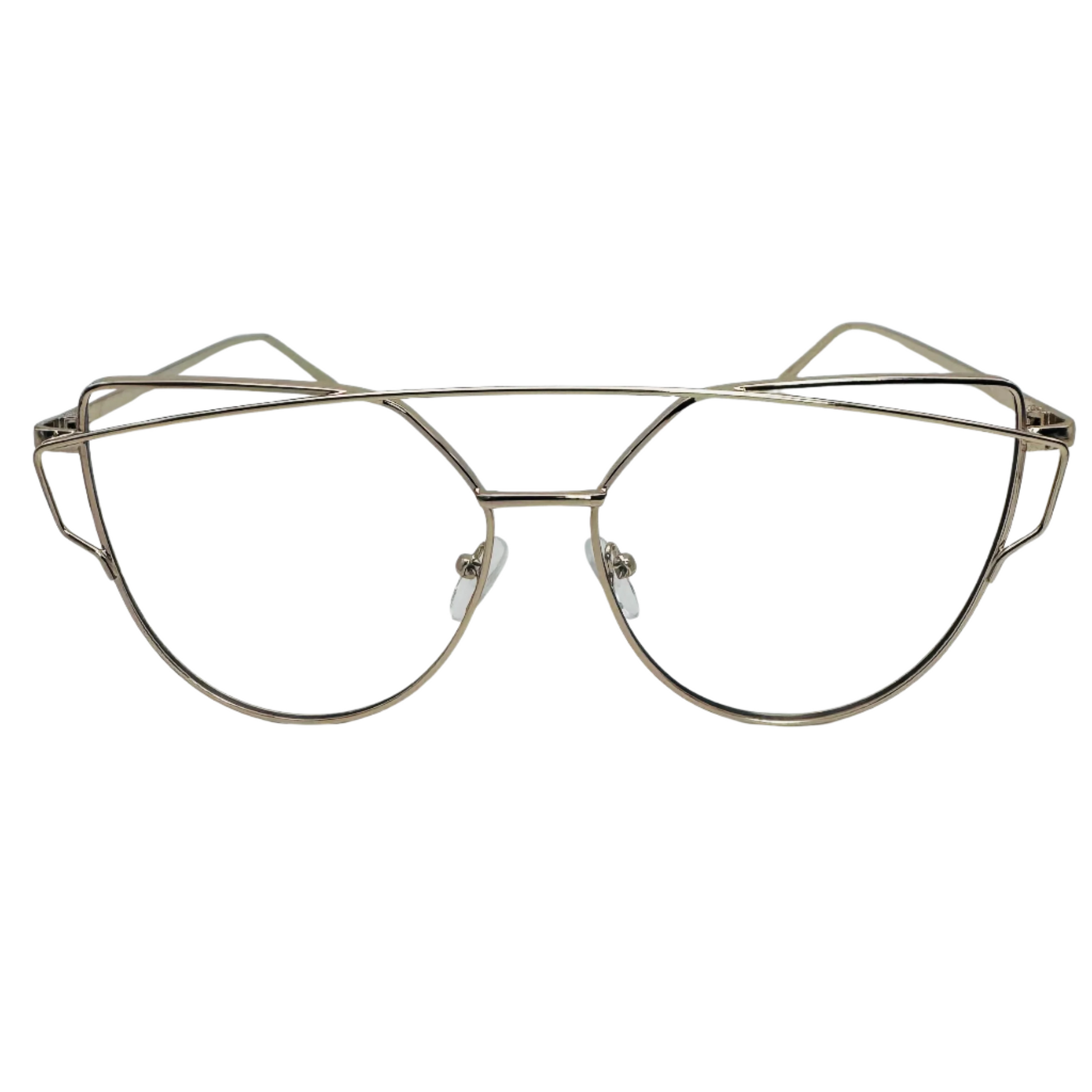 Gold Clear Lens Cateye Glasses - Non Prescription