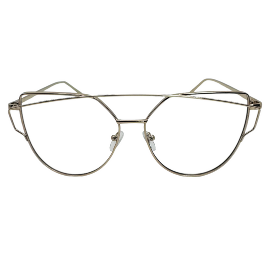 Gold Clear Lens Cateye Glasses - Non Prescription