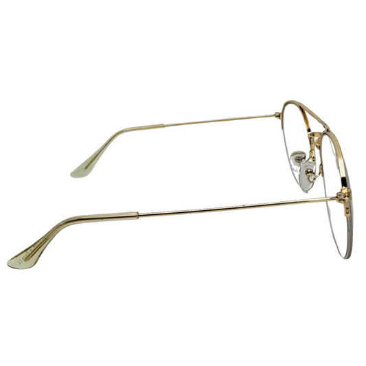 Gold Semi Rimless Clear Lens Circle Glasses - Non Prescription