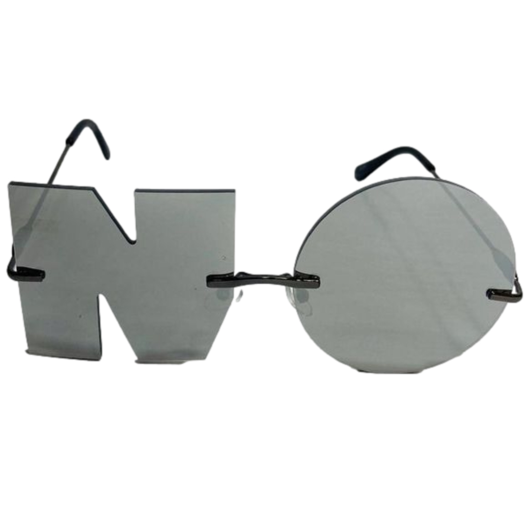 Silver Mirrored NO Novelty Sunglasses