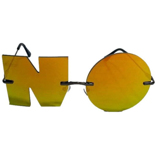 Gold Mirrored NO Novelty Sunglasses