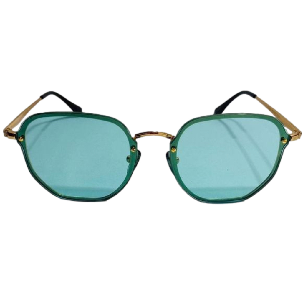Green Rimless Retro Sunglasses