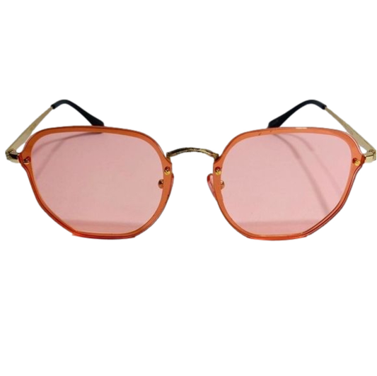 Pink Rimless Retro Sunglasses