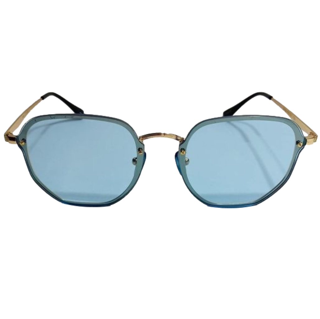 Blue Rimless Retro Sunglasses