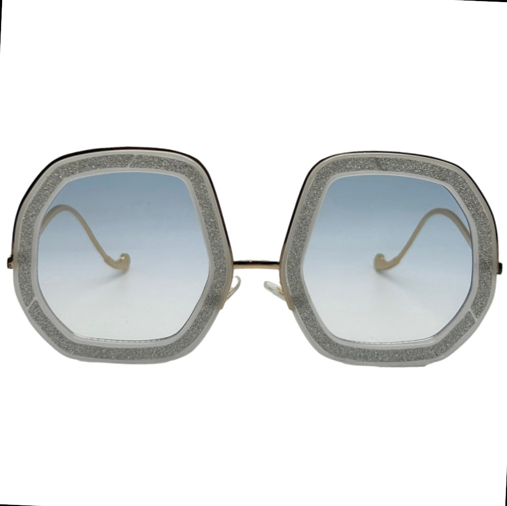 Blue & Red Square Butterfly Oversize Sunglasses