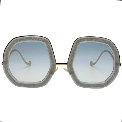 White Ladies Large Sunglasses with glitter accents