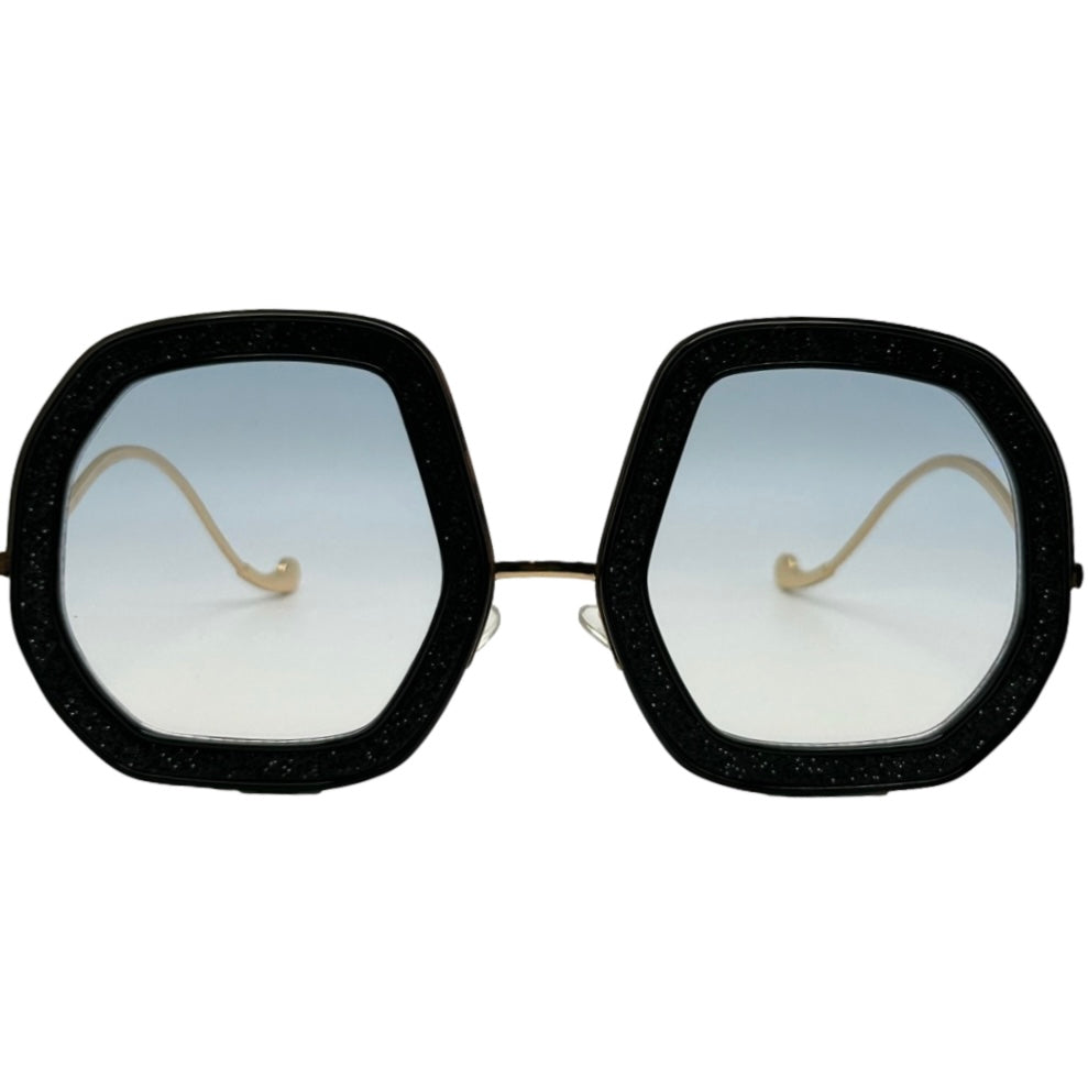 Blue Ladies Large Sunglasses with glitter accents