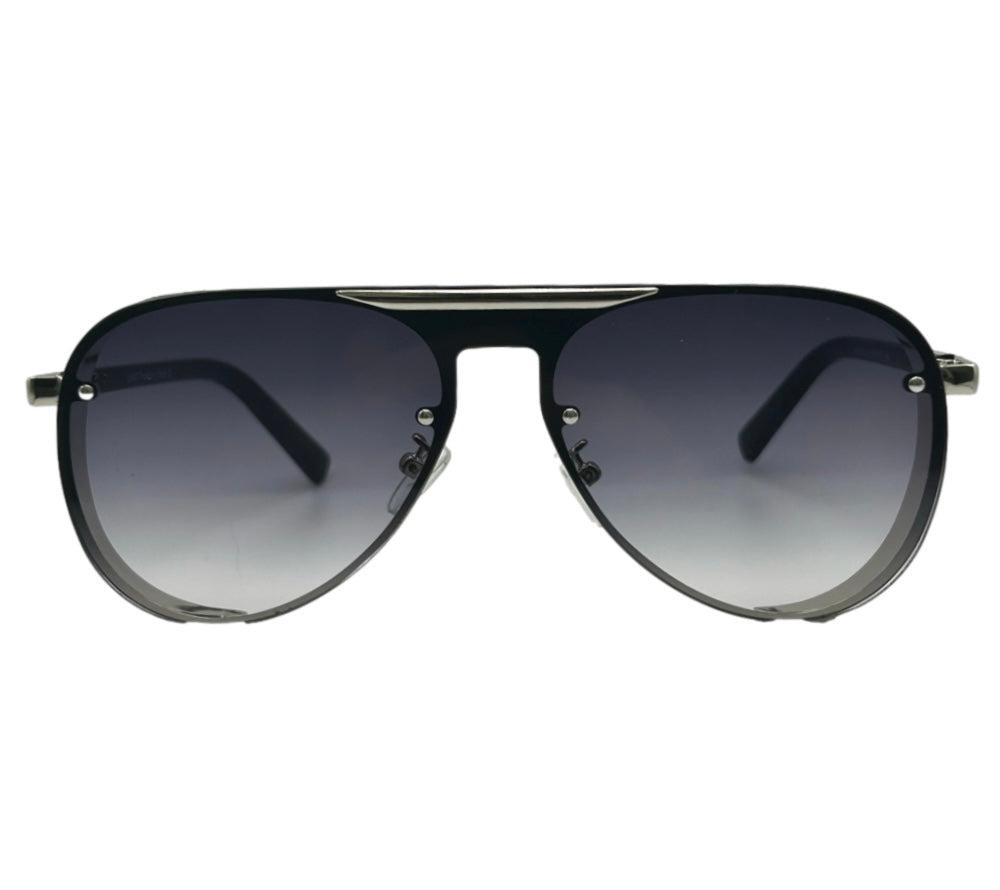 Black Two Tone Aviator Sunglasses with Glitter Accent