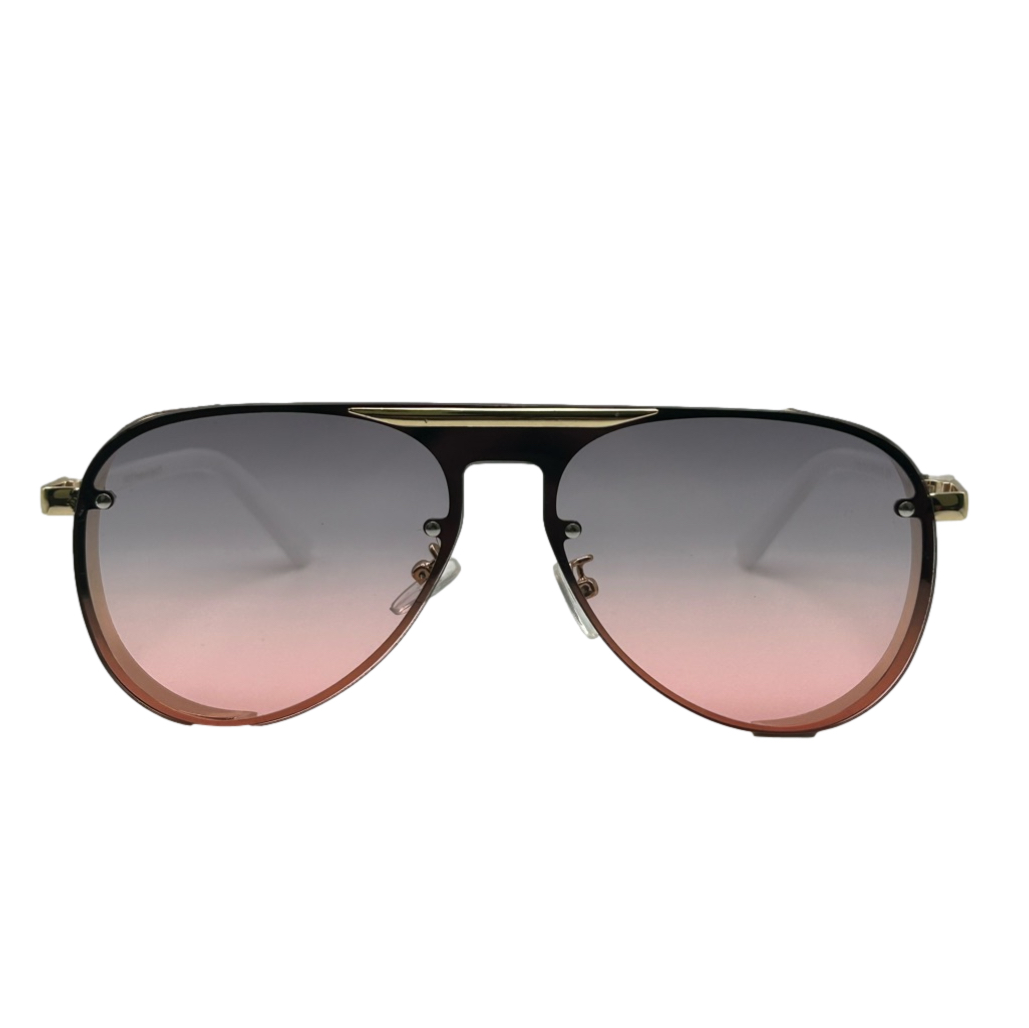 Pink Two Tone Aviator Sunglasses with Glitter Accent