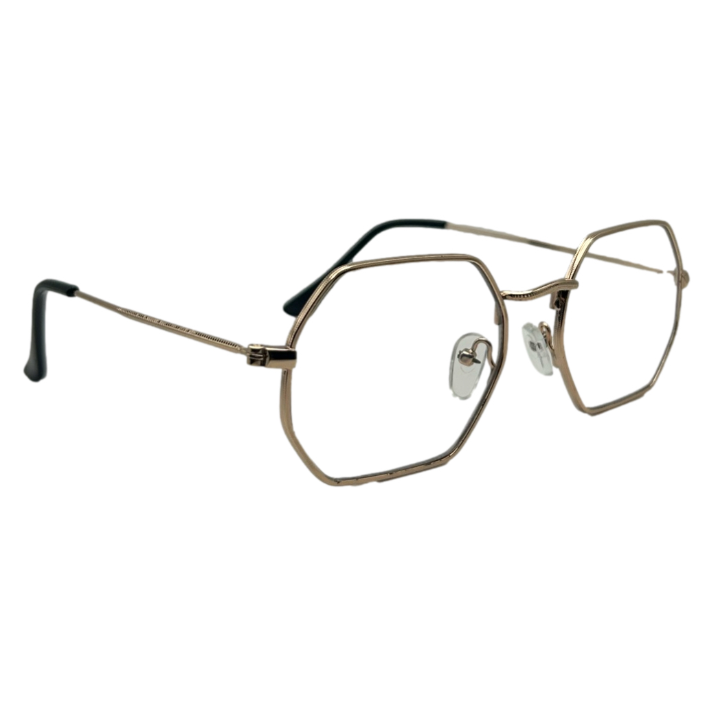 9225 (C) | Clear Lens Retro Hexagon Glasses Non-Prescription
