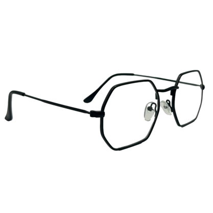 9225 (C) | Clear Lens Retro Hexagon Glasses Non-Prescription