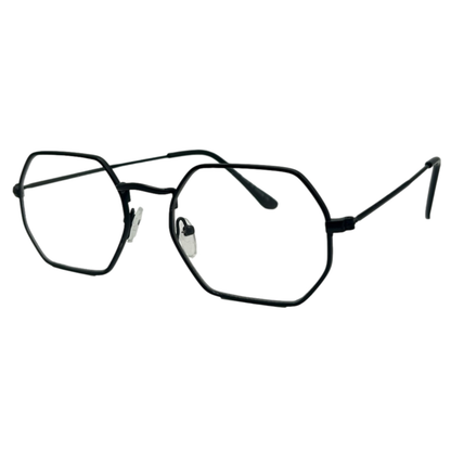9225 (C) | Clear Lens Retro Hexagon Glasses Non-Prescription