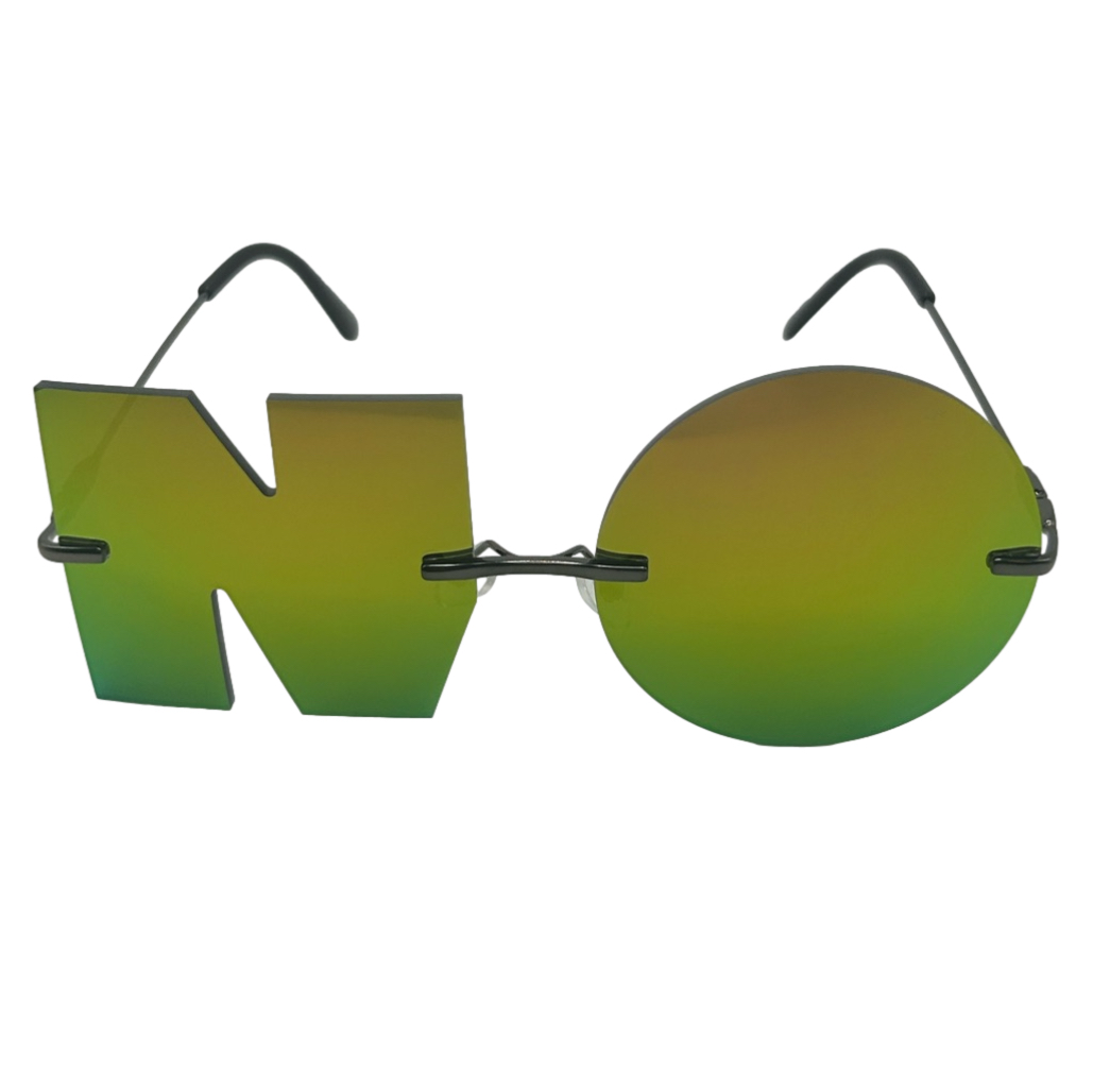Green Mirrored NO Novelty Sunglasses