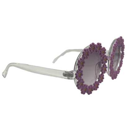 Round Purple Flower Sunglasses