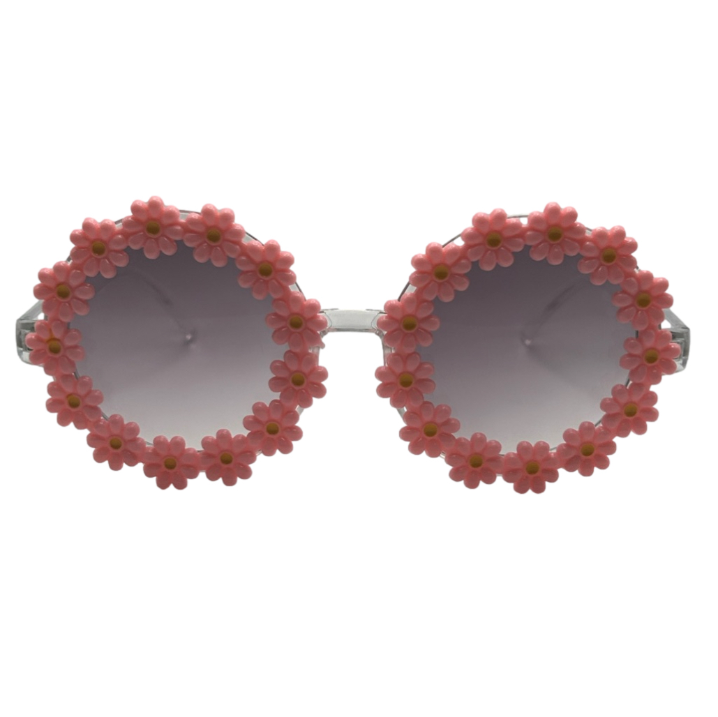 Round Pink Flower Sunglasses